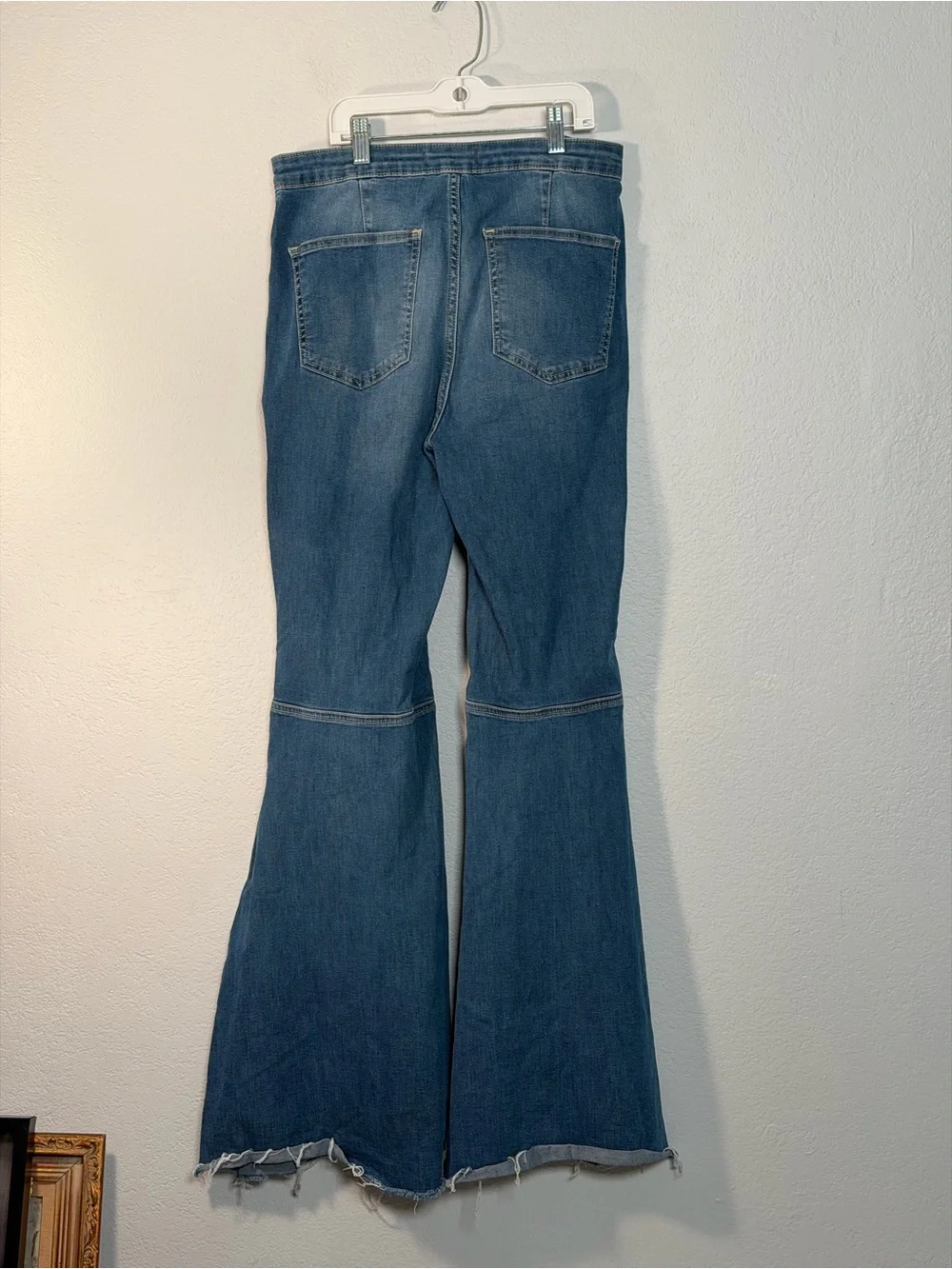 Free People Just Float On Medium Blue High-Rise Bell Bottom Flare Jeans size 30